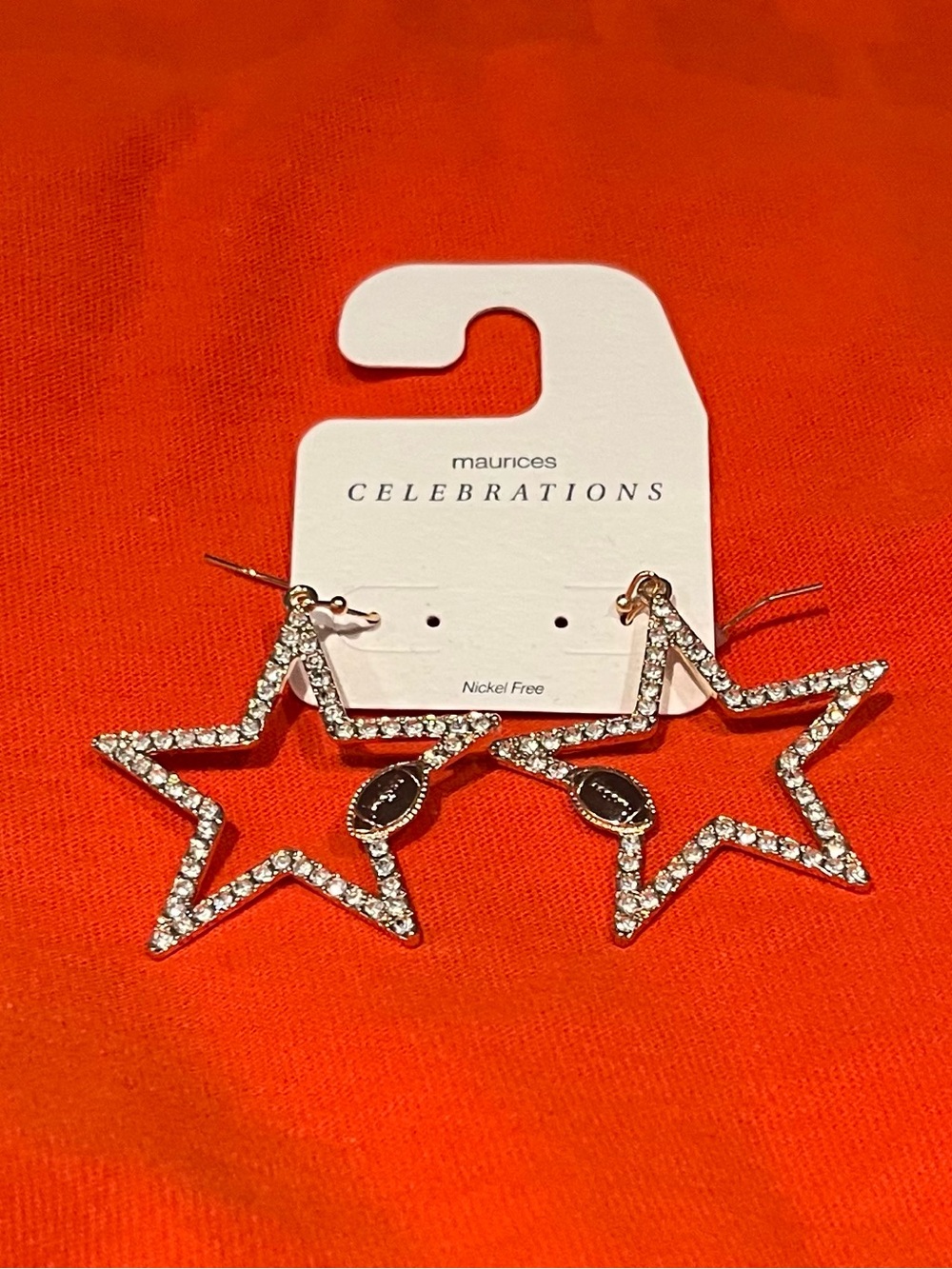 Maurices Silver Crystal Dallas Star Football Hoop Earrings